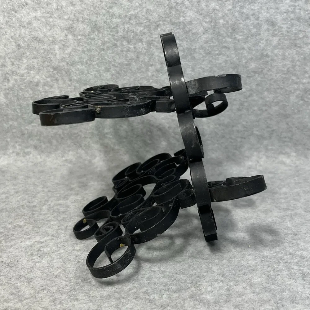 Vintage Black Metal Swirl Scroll‎ Napkin Letter Holder Wrought Iron ? Organizer